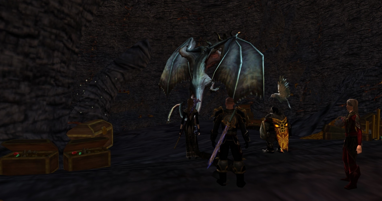 Once again Draigoch shows his limited intelligence falling for the old 'He's behind...